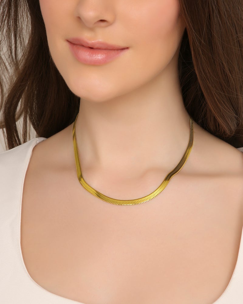 TAAHIRA 18kt G.P Herringbone Necklace - Image 4